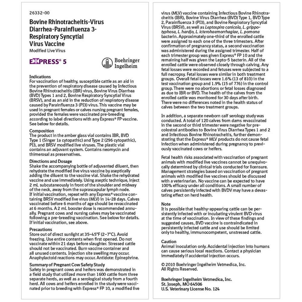 Boehringer Ingelheim Express 5 Cattle Vaccine 4 Boehringer Ingelheim Express 5 Cattle Vaccine - Image 2
