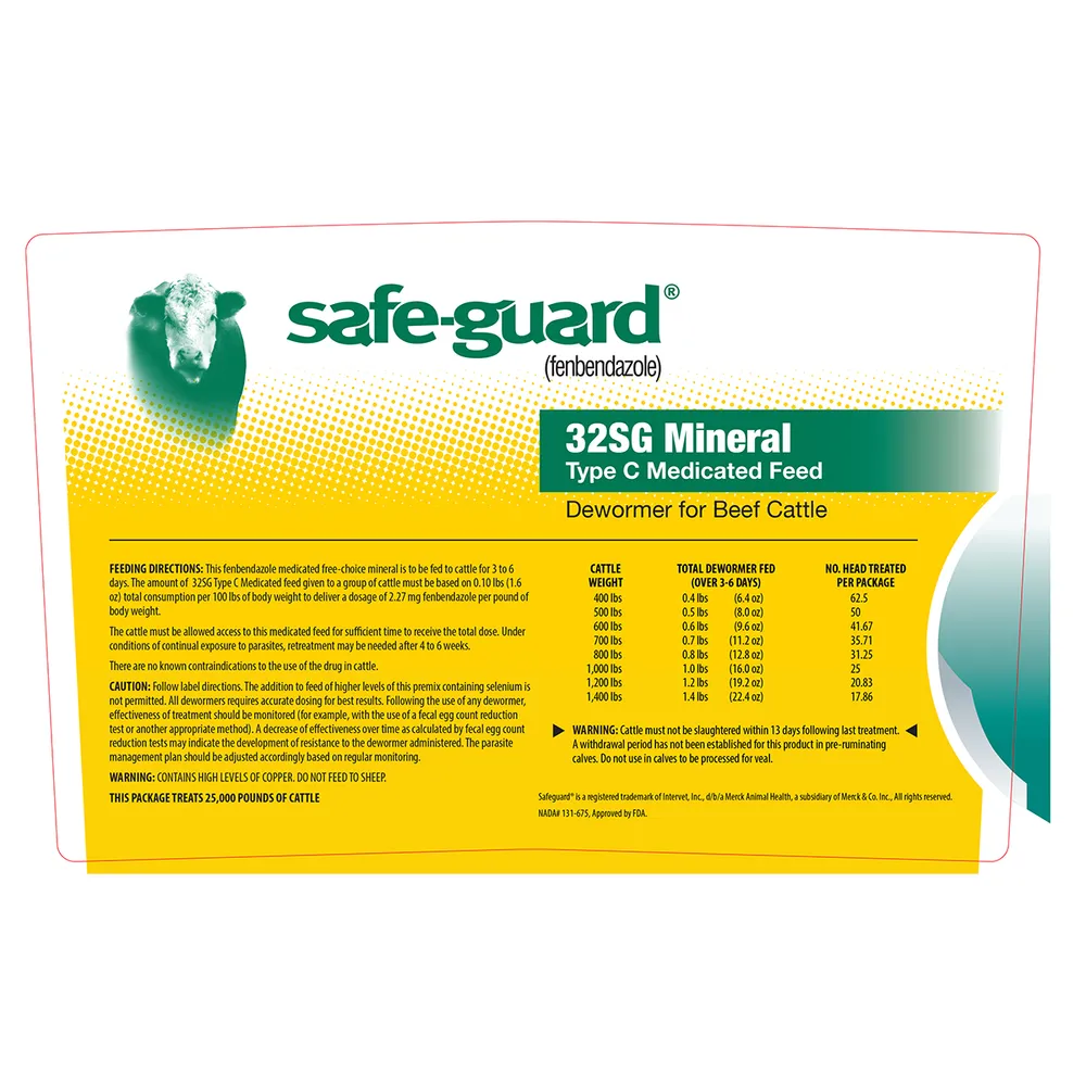 Safe-Guard 32SG Mineral Type C Medicated Dewormer Beef Cattle Feed 5 Safe-Guard 32SG Mineral Type C Medicated Dewormer Beef Cattle Feed - Image 3
